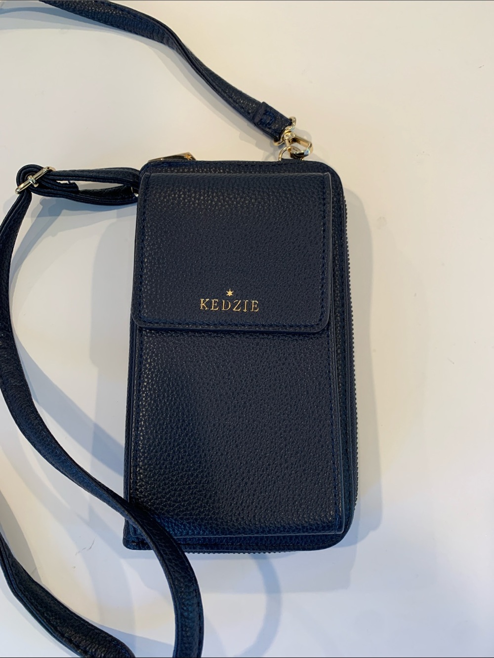 Kedzie Eclipse Navy Blue Small Faux Leather Crossbody Phone Wallet Bag Purse